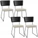 Kit 04 Cadeiras Decorativas Sala Jantar Allana L02 Couríssimo Preto Linho Champagne - Lyam Decor