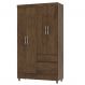 Guarda Roupa Solteiro 103cm Com 4 Portas Ideal Imbuia Rústico - Vila Rica
