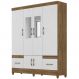 Guarda Roupa Casal MS912 6P Espelho 165 cm Naturale Branco Moval