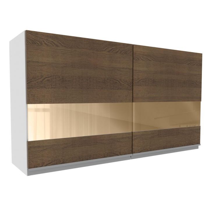 Armário de Cozinha Aéreo 120 cm 2 Portas com Vidro Branco/Rustic Glamy Madesa