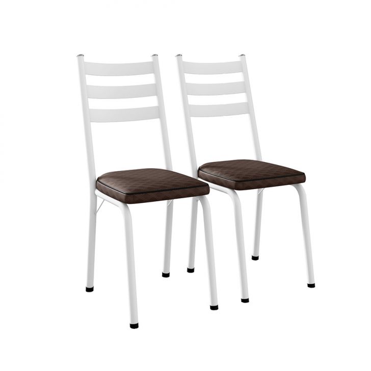 Conjunto com 2 Cadeiras New Revestimento Sintético Cacau e Branco