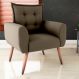 Poltrona Decorativa para Sala Arcos Suede Cappuccino