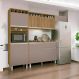 Cozinha Elegante Milano Torre Armário Geladeira Balcão Freijó e Connect