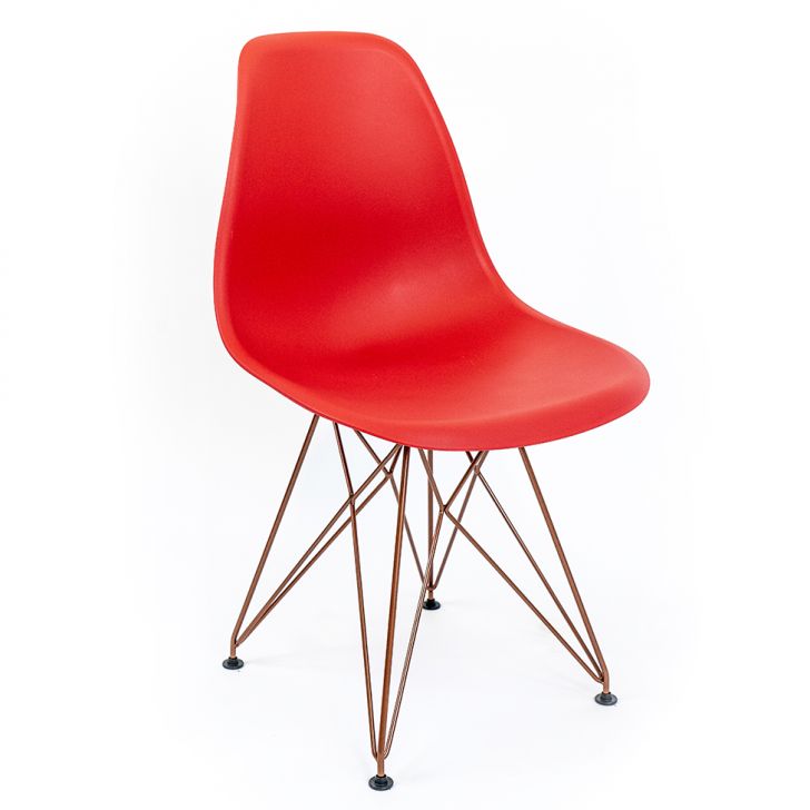 Cadeira De Cozinha Eames Cobre E Vermelha