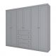 Guarda-Roupa Casal Mississipi 6 Portas 4 Gavetas Cinza