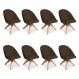 Kit 08 Poltronas Cadeira Giratória Bela Suede Marrom Base de Madeira - Pallazio