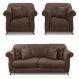 Kit 2 Poltronas e Sofá Living 2 Lugares 1,80m Vênus Veludo Marrom Pés Castanho - Pallazio