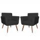 Kit 02 Poltronas Decorativas Isa em Tressê Suede Preto - DS Estofados