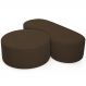 Kit Puff Redondo Lola e Puff Recamier Orgânico Orbit W01 Suede Marrom - Lyam Decor