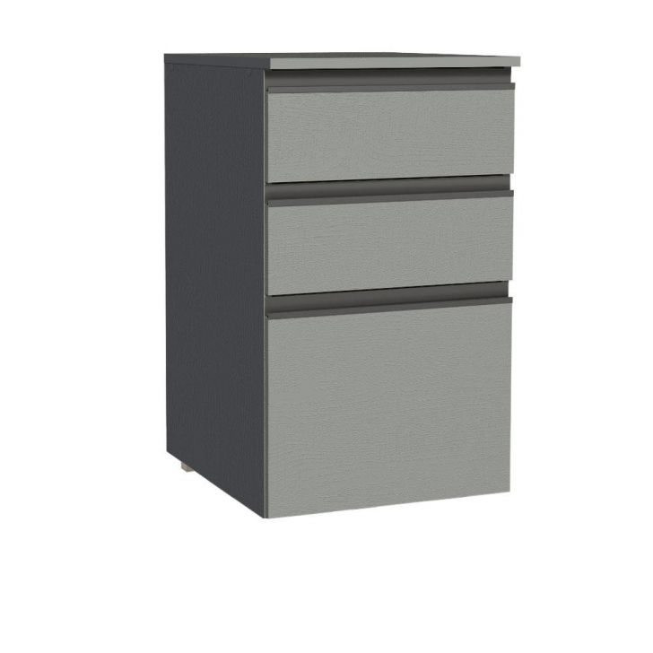 Balcão Armário de Cozinha 40 cm 3 Gavetas Suspenso Cinza Nice Madesa