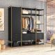 Guarda-Roupa Closet Industrial Mital 1 Porta 6 Gavetas Preto e Dourado