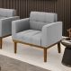 Poltrona Decorativa Karen Pés Fixo em Madeira Castanho Suede Cinza G19 - Gran Belo