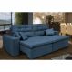 Sofá Cairo 2,52m Retrátil, Reclinável com 4 Almofadas Tecido Suede Azul - Cama InBox