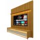 Rack com Painel 1.85 Ripado com LED e Rodízio Nobre Naturale com Off White - Gelius Móveis