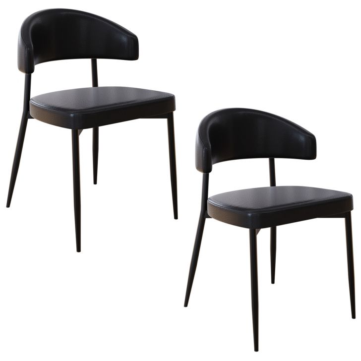 Cadeira de Jantar Estofada Kit 2 Chloe M25 Sintético Preto - Mpozenato