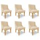 Kit 6 Cadeiras Decorativas Sala de Jantar Base Fixa de Madeira Firenze Suede Bege/Castanho G19 - Gran Belo