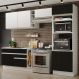 Cozinha Completa Madesa Cristal com Armário e Balcão (Sem Tampo e Pia) - Branco/Preto/Branco