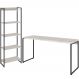 Kit Escritório Estante Areta 5 Prateleiras com Mesa Industrial Aspen 135cm C01 Snow - Lyam Decor