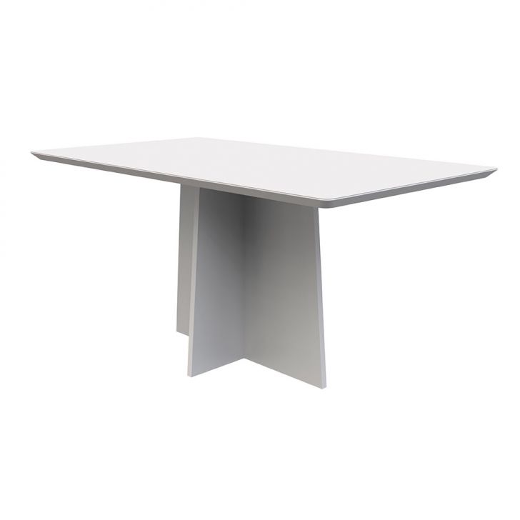 Mesa de Jantar Retangular com Tampo de Vidro Anitta Off White 160 cm