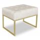Puff Lisa Suede Bege Base Metálica Industrial Dourado - Pallazio