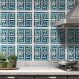 Adesivos de Azulejos Ladrilhos Cartela Mármore Azul Com Dourado e Branco 03-20x20cm