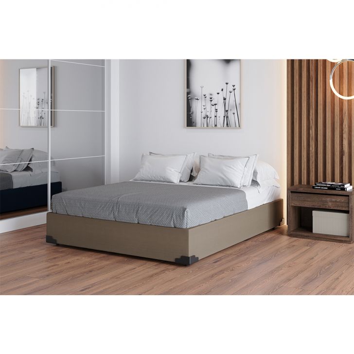 Base Para Cama Box Casal Joe Suede (36x138x188) Bege