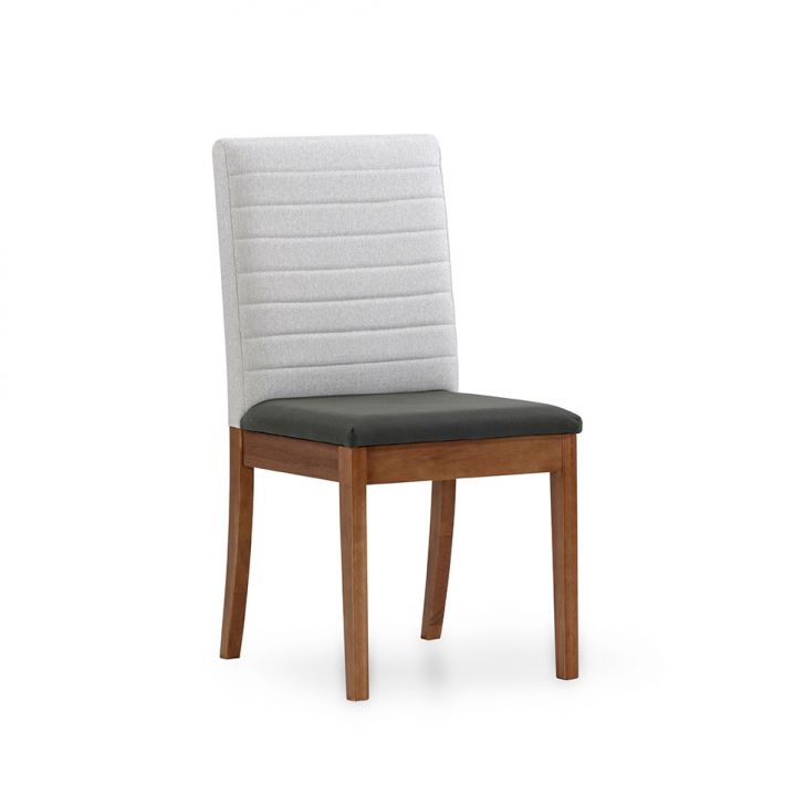 Cadeira Torres Poliéster Chumbo Esverdeado e Linho Cru