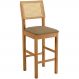 Banqueta Jade 03 com Rattan Linho Marrom Pés em Madeira JCM