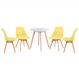 Mesa jantar cozinha redonda 70 cm + 4 cadeiras estofadas Leda Mesa branco com cadeiras amarelo