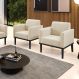 Kit 2 Poltronas Decorativas Isabella Pés Fixo em Madeira Preto Suede Bege G19 - Gran Belo
