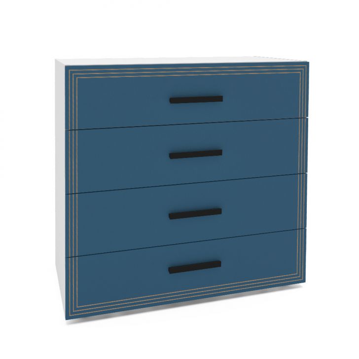 Cômoda Valência 4 Gavetas Azul e Branca