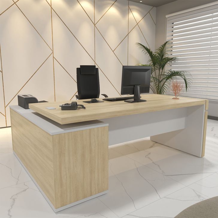 Image of Mesa De Escritório Tebis 1 Pt Carvalho E Branca PLA-AR740TA60ECTMOB