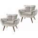Combo 02 Poltronas Decorativa Opalla Pés Palito Suede Bege - DS Estofados