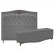 Kit Cabeceira e Calçadeira Yasmim 90 cm Solteiro Suede Cinza - Amarena Móveis