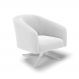 Poltrona Giratória Stella Bouclê Off White Base Cromada - D'Rossi