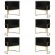 Kit 6 Poltronas Decorativa Sala de Estar Luana Base Gold Suede Preto - Montanaris Decor