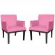 Combo 02 Poltronas Vitória Sala e Recepção Com Base de Madeira Suede Rosa - DS Estofados