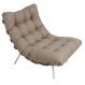 Poltrona Costela Original em Couro Areia Natural Base Branca