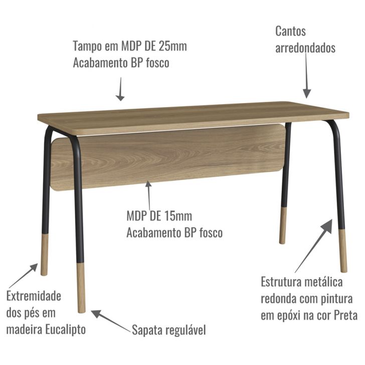 Escrivaninha Com Gaveteiro E Balcao 27988X27995X27998 Nero Hanover Artesano