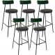 Kit 05 Banquetas Alta Bar Cozinha Sala De Jantar Milão L02 Facto Verde Linho Chumbo - Lyam Decor