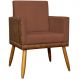 Poltrona Decorativa Para Sala Recepção Manicure Consultório Cadeira Lis Corino Peroba e Suede Terracota