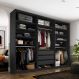 Guarda-Roupa Closet Monreale 100 % MDF 3 Gavetas Preto 237 cm