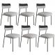 Kit 6 Cadeiras Decorativas Estofada Sala Jantar Melina L02 Linho Cinza Couríssimo Preto - Lyam Decor