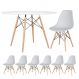 Mesa redonda Eames 120 cm + 6 cadeiras Eiffel DSW Mesa branco com cadeiras cinza claro
