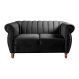 Sofá 2 Lugares Chesterfield Sofá Realeza Vintage - Veludo Preto