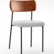 Cadeira Decorativa Estofada Para Sala De Jantar Melina L02 Couríssimo Camel Bouclê Cinza - Lyam Decor