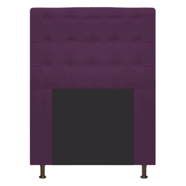 Cabeceira Estofada Dama 90 cm Solteiro Com Botonê  Suede Roxo - Amarena Móveis