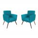 Conjunto 2 Poltronas Decorativa Nina Rodapé Suede Azul Turquesa - DS Móveis
