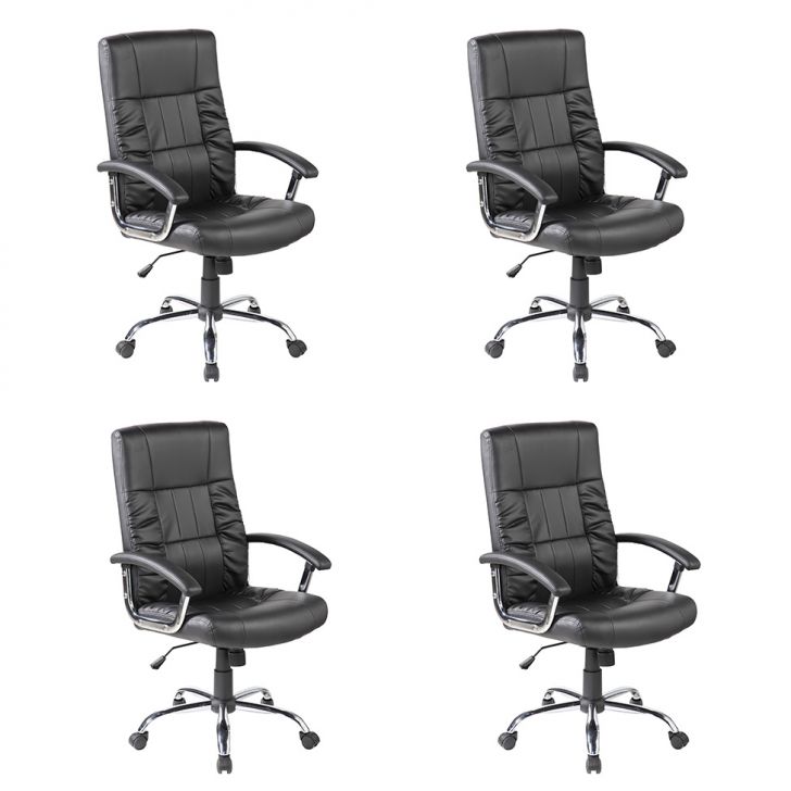 Conjunto com 4 Cadeiras de Escritório Presidente Giratórias Office Plus Preto