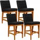 Kit 04 Banquetas Baixa Para Cozinha Bancada Bar Sala Jantar Fixa Mila L02 Linho Chumbo - Lyam Decor